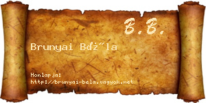 Brunyai Béla névjegykártya